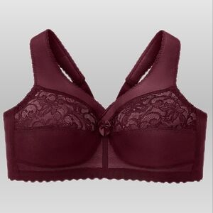 Glamorise Full Figure Bra 40I (6D) Burgundy Lace Wire Free Comfy Support (NWOT)